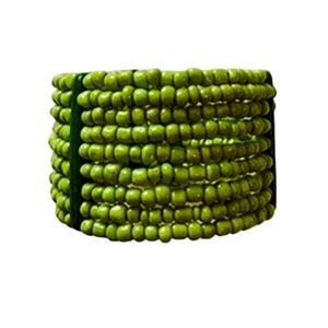 Green 1.5" Rondelle Howlite Gemstone Bead Boho Cuff Bracelet